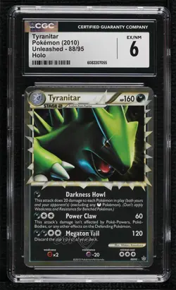 Tyranitar Prime Holo Pokemon HeartGold & SoulSilver Unleashed CGC 6 2010 - Image 1