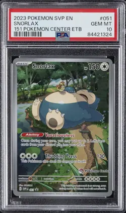 2023 POKEMON SVP EN-SV BLACK STAR PROMO #051 SNORLAX PSA 10 - Image 1