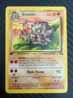 Pokemon TCG Graveler Fossil 37/62 Regular 1st Edition Uncommon LP/MP - Image 1