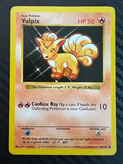 Pokemon TCG Vulpix Base Set Shadowless 68/102 Common LP - Image 1