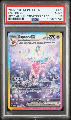 2025 Pokemon Prismatic Evolutions Espeon EX 155/133 PSA 9 Mint - Image 1