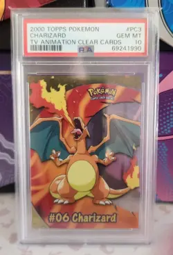 Pokemon Charizard 2000 Topps TV Animation Clear Cards English #PC3 PSA 10 - Image 1