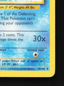Poliwhirl 38/102 HP Base Set English Pokemon Card TCG - Image 3