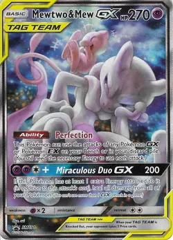 Pokemon Mewtwo and Mew GX SM191 M/NM Tag Team Sun & Moon Promo Card - Image 1