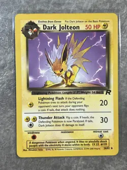 Dark Jolteon 38/82 Pokemon TCG Team Rocket Vintage WOTC Card (Light Play) 1 - Image 1