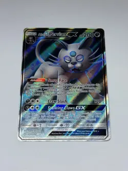 Alolan Persian GX Full Art Ultra Rare 219/236 Sun & Moon Cosmic Eclipse Pokemon - Image 1