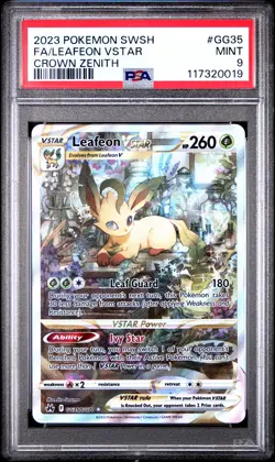 2023 POKEMON SWORD & SHIELD CROWN ZENITH #GG35 FULL ART/LEAFEON VSTAR PSA 9 - Image 1