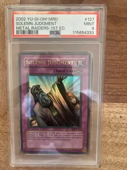 Yugioh Metal Raiders 1st Ed. Solemn Judgement PSA9 MRD-127 - Image 1