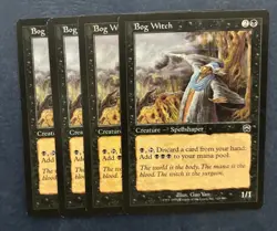 MTG 4X MERCADIAN MASQUES BOG WITCH NM MAGIC THE GATHERING CREATURE ENGLISH BLACK - Image 3