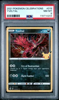 2021 POKEMON CELEBRATIONS #019 YVELTAL PSA 8 - Image 1
