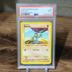 1999 Pokemon MACHOP Base Set Shadowless Common #52 PSA 9 MINT - Image 1