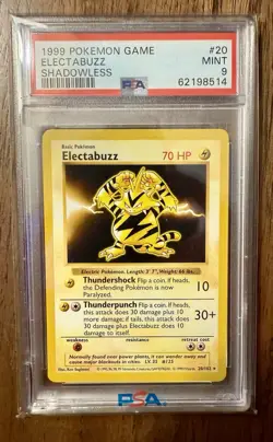 Pokemon TCG Electabuzz Shadowless #20 1999 Base Set PSA MINT 9 - Image 1