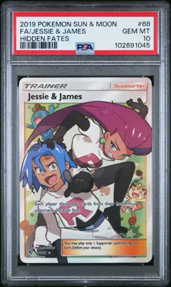 Pokemon Jesse & James Full Art Trainer Card 68/68 Hidden Fates PSA 10 GEM MINT - Image 1