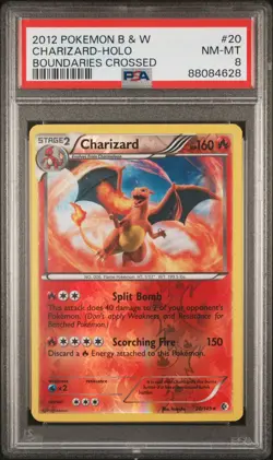 2012 Pokemon Boundaries Crossed Charizard Reverse Foil 20 PSA 8 ERROR LABEL - Image 1