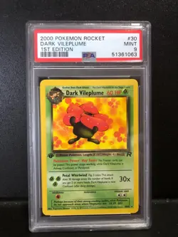2000 Pokemon Team Rocket 1st Edition DARK VILEPLUME PSA 9 MINT Non Holo - Image 1