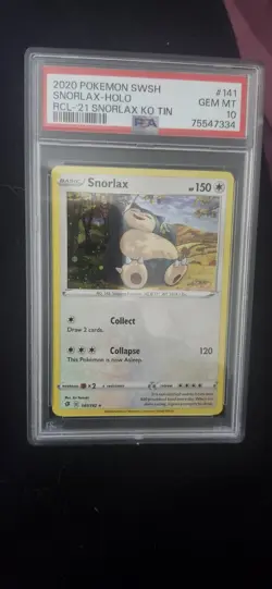 Snorlax #141 (2020 Pokemon Rebel Clash) KO Tin Cosmos Holo Pokemon TCG PSA10 - Image 2