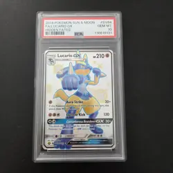 Pokemon Card - Lucario GX SV64/SV94 Holo Shiny Full Art Hidden Fates - PSA 10 - Image 1