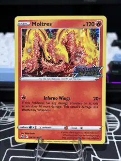 Moltres - SWSH185 Brilliant Stars Pre Release Stamped Promo Pokemon - NM - Image 1