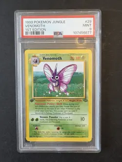 MINT Venomoth, PSA 9, 1st Edition Pokemon Jungle (1999), 29/64 - Image 1