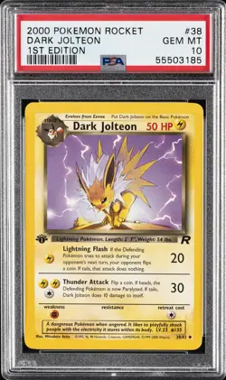 2000 POKEMON ROCKET 1ST ED #38 DARK JOLTEON PSA 10 - Image 1