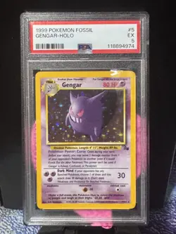 Pokemon Gengar Holo 5/62 Fossil Unlimited PSA 5 - Image 1