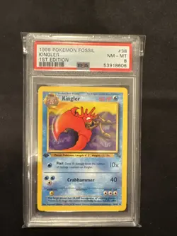 1999 Pokemon Fossil Kingler 1st Edition PSA 8 - Image 1