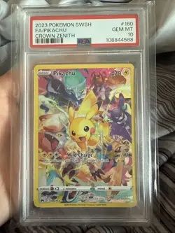 2023 Pokemon SWSH FA/Pikachu Crown Zenith Card 160/159 PSA 10 - Image 1
