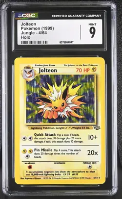 CGC 9 MINT Jolteon 1999 Jungle 4/64 Holo Pokemon Card - Image 1