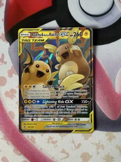 Raichu & Alolan Raichu GX 54/236 Tag Team Unified Minds Rare Pokemon Card NM - Image 1