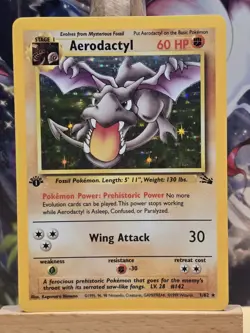 Pokemon TCG Aerodactyl Fossil 1st Edition Holo Unlimited Rare 1/62 - Image 1