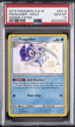 2019 POKEMON SUN & MOON HIDDEN FATES #SV12 FROGADIER-HOLO PSA 10 - Image 1