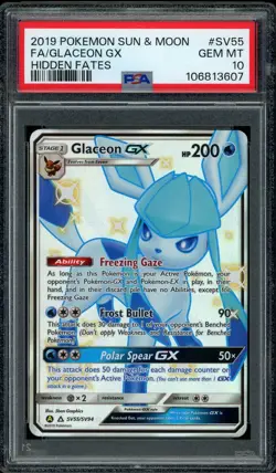 Pokemon PSA 10 Glaceon GX SV55/SV94 Sun & Moon Hidden Fates Shiny Vault Mint - Image 1