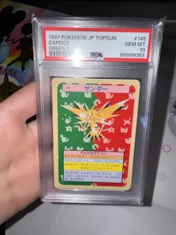 Pokemon Cards 1997 Topsun Zapdos Green Back Psa 10 Gem Mint Rare ! Japanese - Image 2