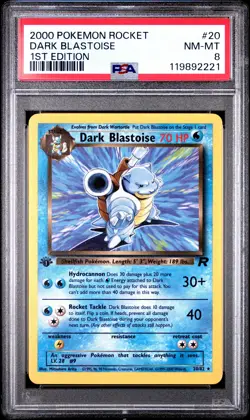 119892221 Dark Blastoise 2000 Pokemon Team Rocket First Edition #20/82 PSA 8 - Image 1