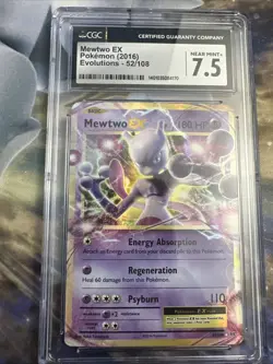 2016 Pokemon Mewtwo Ex Evolutions 52/108 CGC 7.5 - Image 1
