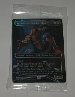 SPECTACTULAR SPIDER-MAN Magic the Gathering Card Marvel Legend MTG Battle Damage - Image 1