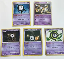 Set of 5 Unown Pokemon Cards- Non Holo (2007, 2008, 2010) - Image 1