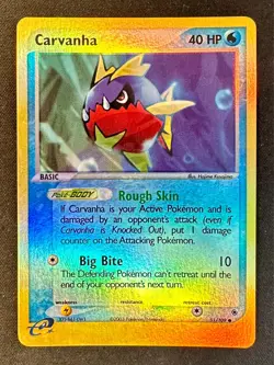 Carvanha 51/109 2003 EX Ruby & Sapphire Pokemon Card TCG Reverse Holo - VLP - Image 1