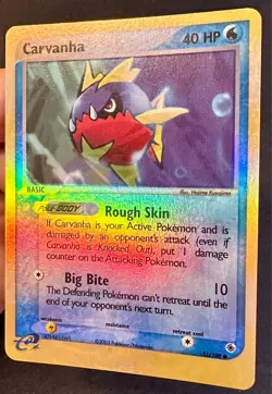Carvanha 51/109 2003 EX Ruby & Sapphire Pokemon Card TCG Reverse Holo - VLP - Image 2