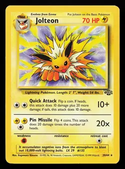 Jolteon 20/64 Rare Jungle Pokemon Card - Image 1