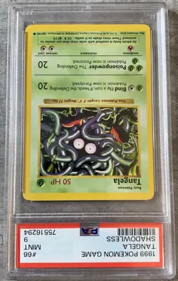 Pokemon Card Shadowless Tangela PSA 9 Mint, Base Set #66, WOTC 1999 - Image 2
