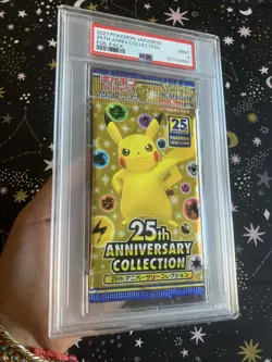 PSA 9 25TH ANNIVERSARY JAPANESE POKEMON BOOSTER PACK PIKACHU GRADED MINT - Image 3