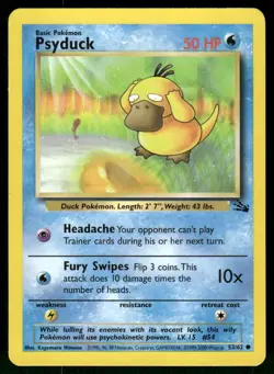 1999 Moderately Played Pokemon Psyduck 53/62 Fossil English - Image 1