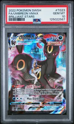 2022 POKEMON SWORD & SHIELD BRILLIANT STARS #TG23 FULL ART/UMBREON VMAX PSA 10 - Image 1