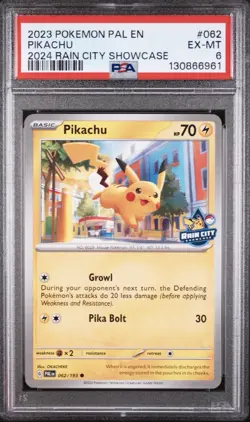 PSA 6 EX-MT Pikachu #62 -2024 Rain City Showcase Pokemon Promo Card - Image 1