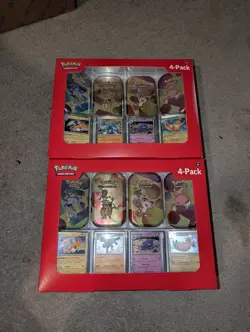 NEW SEALED Pokemon 4 Mini Tins 4 Promo Cards Bundle 151 LOT OF 2 Sam's Pack 1 - Image 1