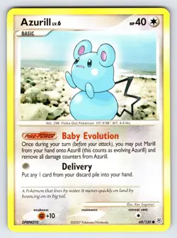 Azurill 69/130 Diamond & Pearl Base Set Pokemon Card TCG Sugimori Art Common Lp - Image 1