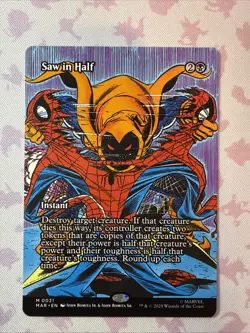 Saw in Half (Borderless) 0021 (M) MTG Marvel's Spider-Man Eternal-Legal (MAR) - Image 1