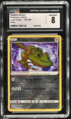 CGC 8.0 Radiant Steelix 124/196 Lost Origin 2022 Pokemon Card - Image 1