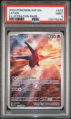 2024 POKEMON SSP EN-SURGING SPARKS ILLUSTRATION RARE #203 LATIOS PSA 9 - Image 1